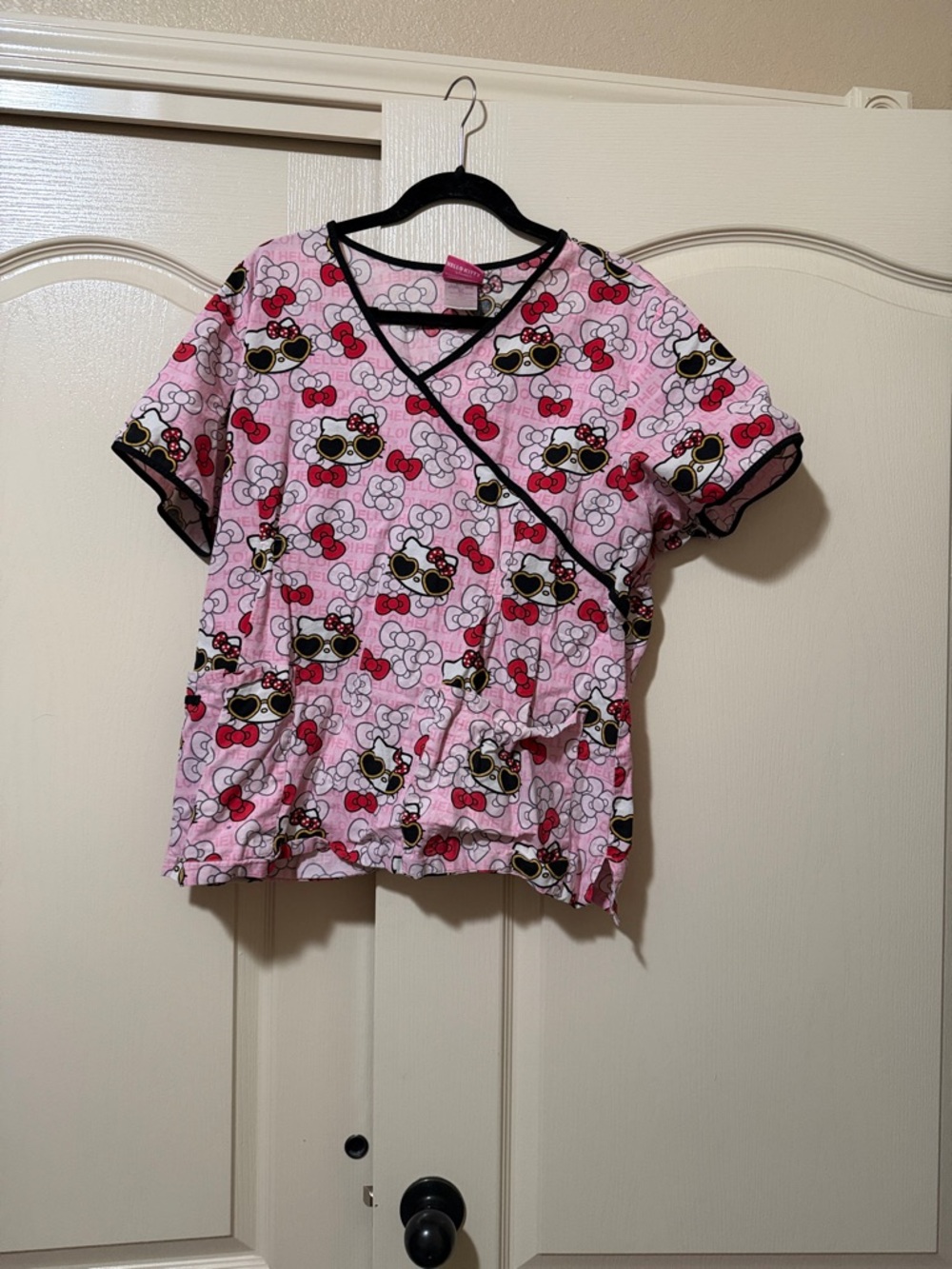 Hello Kitty Pink Floral Print Scrub Top